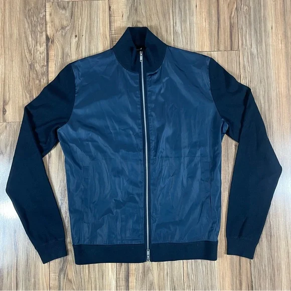 Theory Tech Zip Cardigan Sweater Two Way Full Zip Navy Men’s Size Small